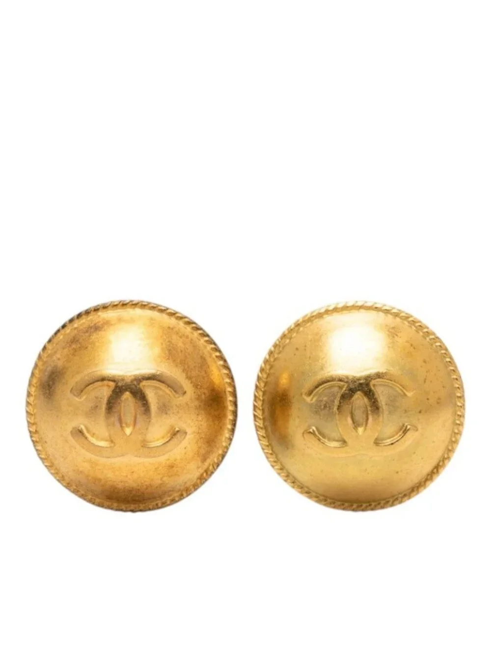 Chanel CC Logo Vintage Earrings Gold Plated